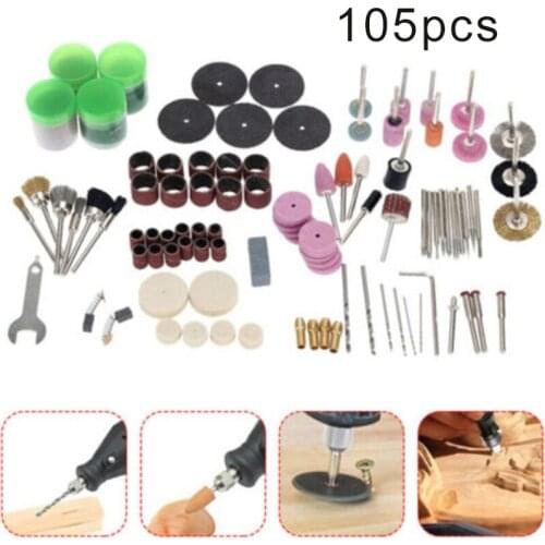 105pcs/Set Electric Drill Grinder Rotary Tool Grinding Engraving Sanding Grinding Polishing Cutting Bit Kit
