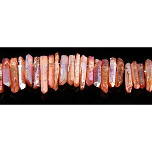 Natural Quartz Stick Beads Top Drilled Champagne Color Raw Gems Loose Beads For Jewelry Making DIY Necklace 10pcs/20pcs/30pcs