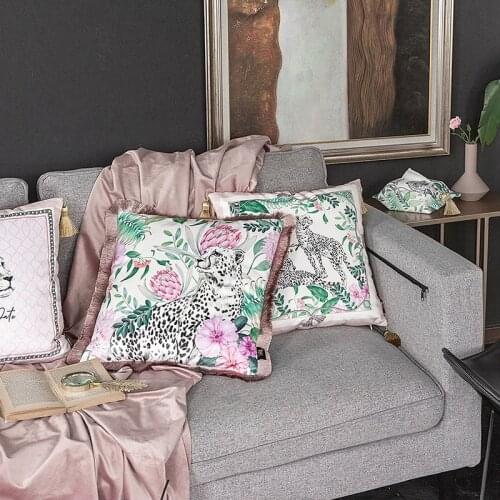 DUNXDECO Cushion Cover Square Decorative Pillow Case Cojines Modern Luxury White Leopard Soft Velvet Coussin Sofa Chair Cushion
