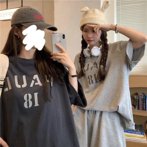 2021 summer new short-sleeved T-shirt womens sports style loose wild niche design sense printed letter compassionate shirt