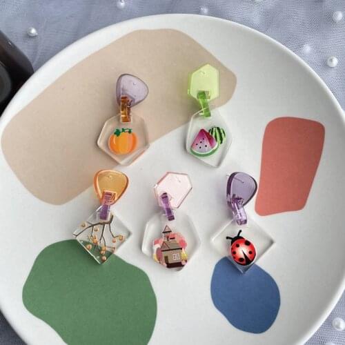 Origin Summer Korean Transparent Fruit Dangle Earring for Women Multi Designs Geometric Arcylic Earring Jewelry Pendientes