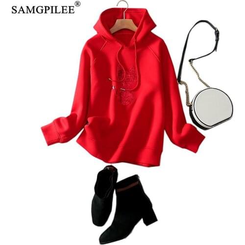 Autumn 2021 Clothes For Women Casual Hoodies For Girls Cotton Full Sleeve Solid Pullovers Hooded Sweatshirts For Women 3XL