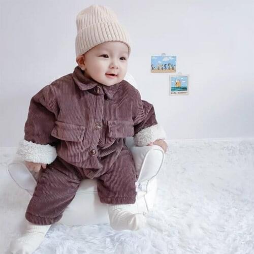 Girls Plus Velvet Thick Romper Casual One-piece Suit Warm Romper Baby Boy Winter Clothes Newest Winter Baby Boy Corduroy Romper