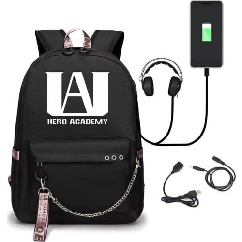 My Hero Academia backpack For Boys USB charging Animal School Bags satchel Canvas Travel Laptop Mochilas For Students