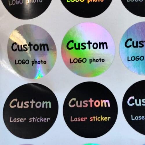 1000PCS Silver Laser Customized Text Logo, Holographic Sticker,Invitations Seals,Candy Favors Gift Boxes Labels,Wedding Sticker