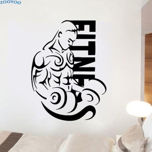 ZOOYOO Fitness Wall Stickers Sport Gym Wall Decals Home Decor Removable Living Room Bedroom Decoration