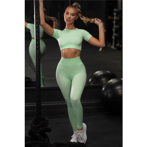 Sporty Chic Nenon Macaroon Light Green/Hot Pink/Yellow/Blue Ribbed Legging High-Waist Stretch Quick-Dry Gym Yoga Running Thigts
