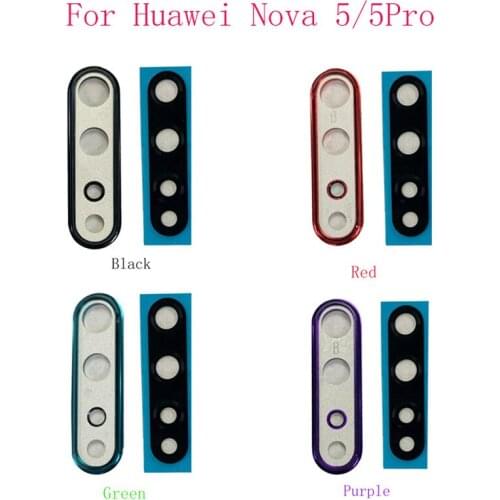 Rear Back Camera Lens Glass with Frame Holder Repair Rear Housing Cover For Huawei Nova 5 Nova 5 Pro Nova 5T Replacement Parts