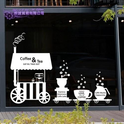 Coffee Sticker Dining Car Decal Cafe Poster Vinyl Art Wall Decals Pegatina Quadro Parede Decor Mural Coffee Sticker