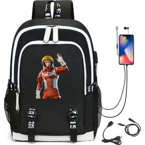FORTNITE Waterproof Backpack USB Charging Schoolbag Boys Girls Outdoor Travel Backpack mochila Oxford cloth student bag