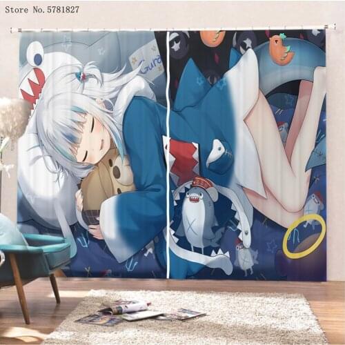 Anime Cartoon Window Curtains 3D Print Colorful Sign Window Drapes For Living Room Window Treatments Home Custom Curtain