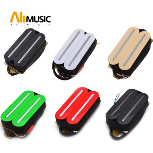 1Pcs Electric Guitar Humbucker Dual Coill Dual Rail Guitar Pickup with 57mm Steel Pole Black White Ivory Green Red