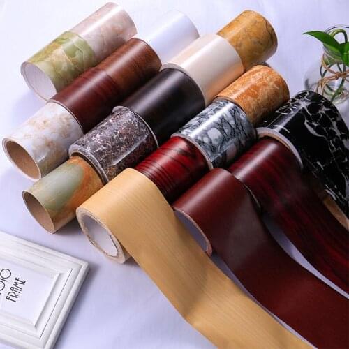 10CM✖10M PVC waterproof waistline wood grain marble self-adhesive baseboard living room decoration vinyl frame wall sticker