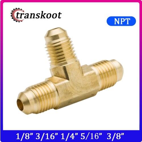 2pcs 1/8" 3/16" 1/4" 5/16" 3/8" Brass forged Tube Hose Fitting SAE 45 Degree Flare Male Branch Tee Union Tee