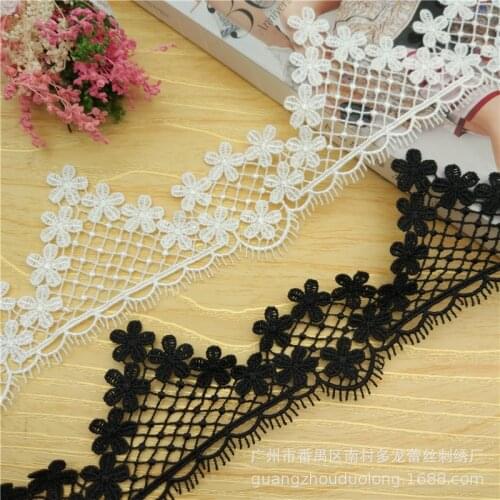 2 Yards Embroidered Lace Fabric Water Soluble Lace Trim DIY Sewing Craft For Costume Hat Chocker Decoration 5.5cm Width
