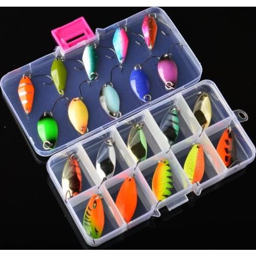 2g 3g 4.5g 5g Spoon Metal Fishing Copper Iron Mixed Colors Lure Set Pesca Freshwater Trout Spoon Fishing Hard Bait Single Hook