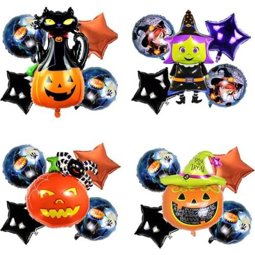 5pcs/lot Halloween Pumpkin Ghost Balloons Set Spider Bat Foil Balloon Halloween Party Decorations