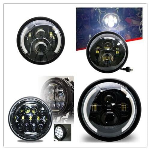 7.5 inch Universal Cafe Racer Round Motorcycle LED Head lamp Headlamp Distance Light Refit 7.5" Motorcycle