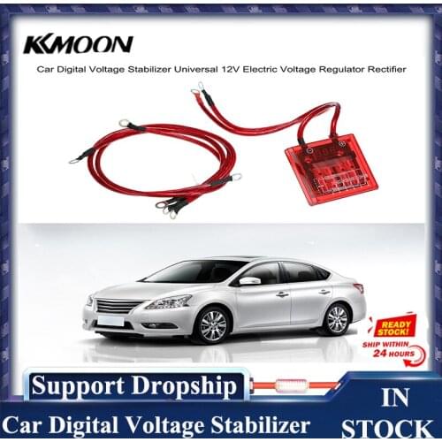 Car 12V Electric Voltage Regulator Rectifier Universal Car Digital Voltage Stabilizer with Earth Ground Cables Car Accessories