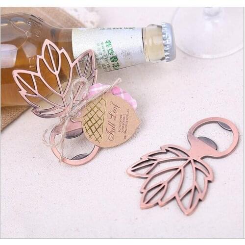 DHL free shipping 50 pcs/Lot+ Autumn Themed Wedding Party Souvenir Copper Leaf Bottle Opener Favors