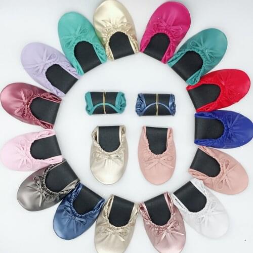 Free shipping ! Color cheap wine flexible ballerina foldable bag fold up ballerina roll up shoes for wedding party dance