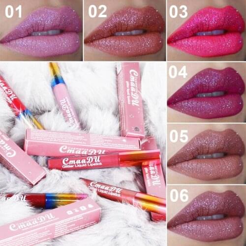Glitter flip lip gloss velvet matte lip tint 6 colors waterproof long lasting diamond flash shimmer liquid lipstick