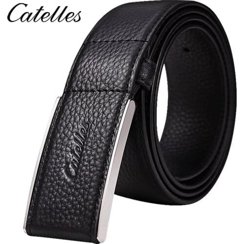 Catelles Leather Belt for Men Luxury Brand Fashion Automatic Buckle Comfort Click Men Belt