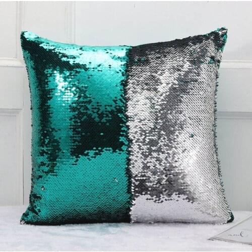 Meijuner DIY Mermaid Sequin Cushion Cover Magical Throw Pillowcase 40X40cm Color Changing Reversible Pillow Case For Home 25