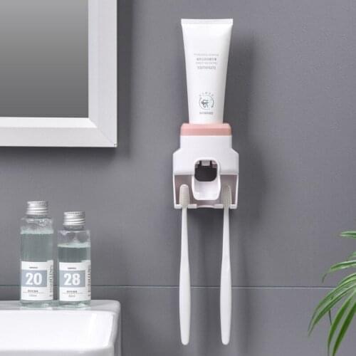 Toothbrush Holder Dustproof Wall Mounted Convenient Toothpaste Squeezer Toothpaste Dispenser For Bathroom TS2