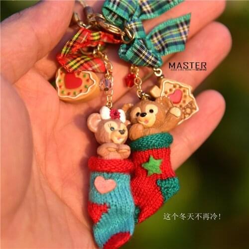 Disney 3.5cm high quality Duffy bear ShellieMay Christmas dressed up collection figures toys Decorating the Christmas tree toys