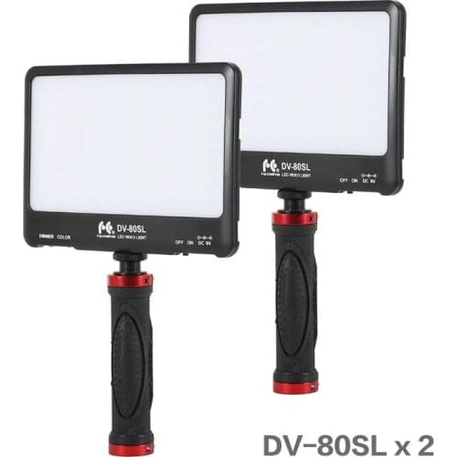 FalconEyes 2pcs/lot 15W Portable Super Slim LED Fill LIGHT for camera or camcorder 80pcs LEDs with Handheld Holder DV-80SL Kit