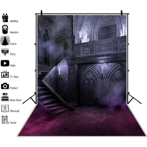 Halloween Backdrop Vintage House Castle Interior Fog Photozone Photography Background Vinyl Photophones For Photos Shoot Booth