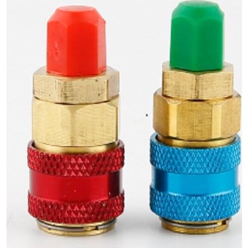 1 Pair Freon R134A H/L Auto Car Quick Coupler Connector Brass Adapters Air Conditioning Refrigerant Adjustable AC Manifold Gauge