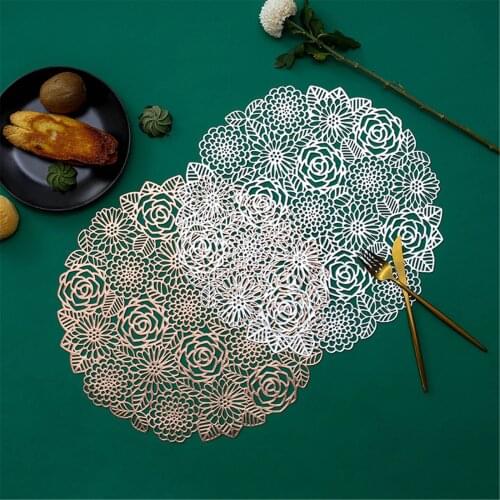 Fuwatacchi PVC Placemats Octagonal Hollow Waterproof Non Slip Table Mats Heat-insulated Pad Coaster Home Decor Tableware Napkins