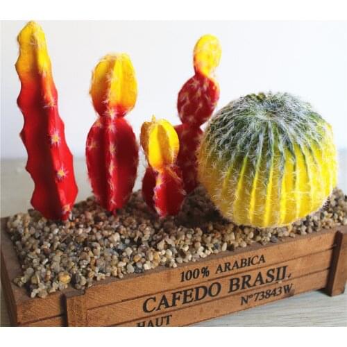 Artificial Flocked Prickly Pear Succulents Cactus Green Plants Fake Flowers Balls DIY Home Table Decor Desert Plants Landscape