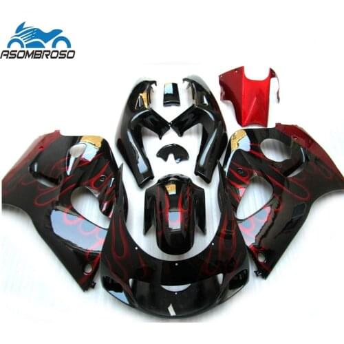 Fairing kit For SUZUKI SRAD GSXR 600 750 1996 1997 1998 1999 2000 96 97 98 99 00 plastic gsxr600 fairings LC82 red flames black