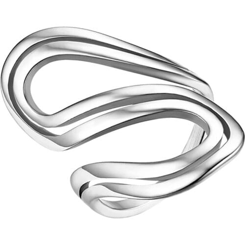 BONISKISS 2020 Fashionable Exquisite Glossy Multi-layer "S" Shape Stainless Steel Ladies Ring Gold Silver Color ewelry Anillos