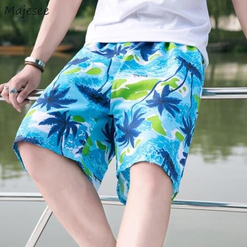 Men Board Shorts Print Chic Beach Leisure Loose Oversize Fashion All-match Elastic Waist Knee-length M-3XL Bottoms Camouflage