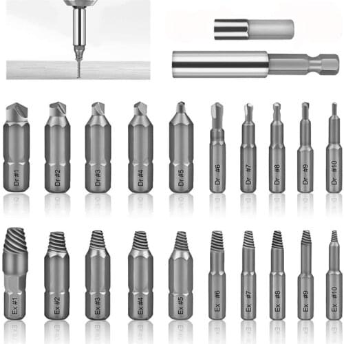 22Pcs Damaged Screw Extractor Set Broken Bolt Stripped Screw Extractors for Screws Remover Set Screwdriver Bits with Bit Holder