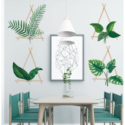 Nordic Green Plant Wall Stickers Home Living Room Bedroom Decor Creative Window Paste Self-adhesive Wall Decals Home Decor Art