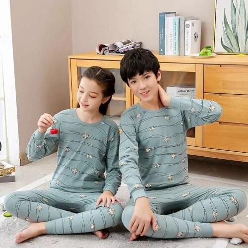 Girls Boys Clothes Teens Pajamas Set Cartoon Pyjamas Kids Sleepwear Teenage Homewear Winter Suit 12 14 16 18Y Pajamas Clothing