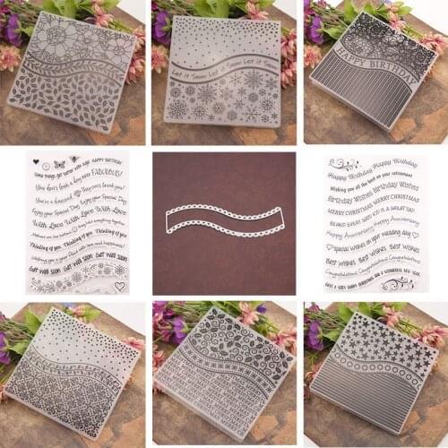 Flowers Phrases Plastic Embossing folders and Clear Stamps Cutting Dies for DIY Scrapbooking Craft Stencils Making Photo Album