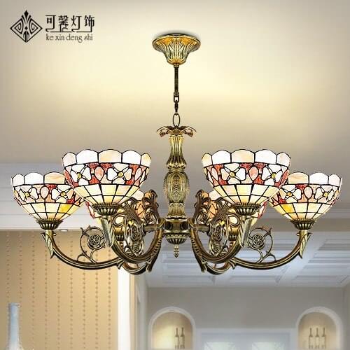 Mediterranean Tiffany Style Shell Pendant Light For Bedroom Dining Room E27 110-240v luminaire suspendu