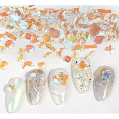 100pcs Transparent Aurora Nail Art Rhinestone Flat Mixed Shape Crystal Glass 3D Fashion Nail Art DIY Decoration Accessories 2020
