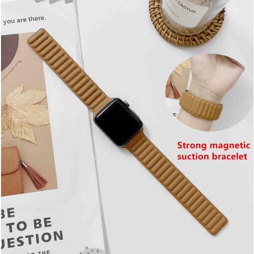 LOVERONY For Apple iWatch Series 6/5/4/3/2/1/SE Leather Watch Strap For Apple Watch Band 38mm 42mm Magnetic Bracelet Watchband