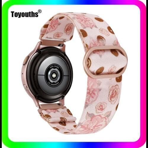 Toyouths Elastic Nylon Loop Watch Strap for Samsung Galaxy Watch 3 41mm Women Adjustable Elastic Band for Samsung Active 2 40mm
