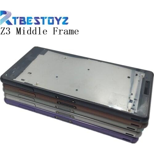 RTBESTOYZ Original Replacement Housing Metal Middle Frame With Dust Plug And Adhesive For Sony Xperia Z3 L55 L55w D6603 D6653