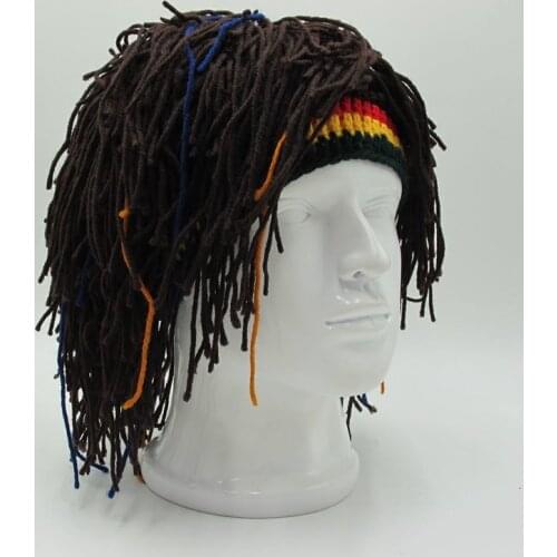 Rasta Wig Beanie Mens Caps Handmade Women Crochet Winter Warm Hats Halloween Xmas Birthday Gifts Funny Party Bonnet Gorras
