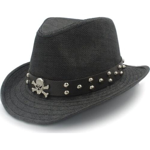 Fashion Men Straw Western Cowboy Hat With Roll Up Brim Summer Gentleman Cow Sombrero Cap With Fashion Belt