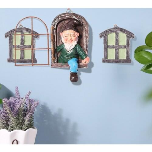 Handicrafts White Old Man Fairy Statue Resin Garden Ornaments 3D Naughty Gnome Figure for Office Bedroom Shop Table Adornment